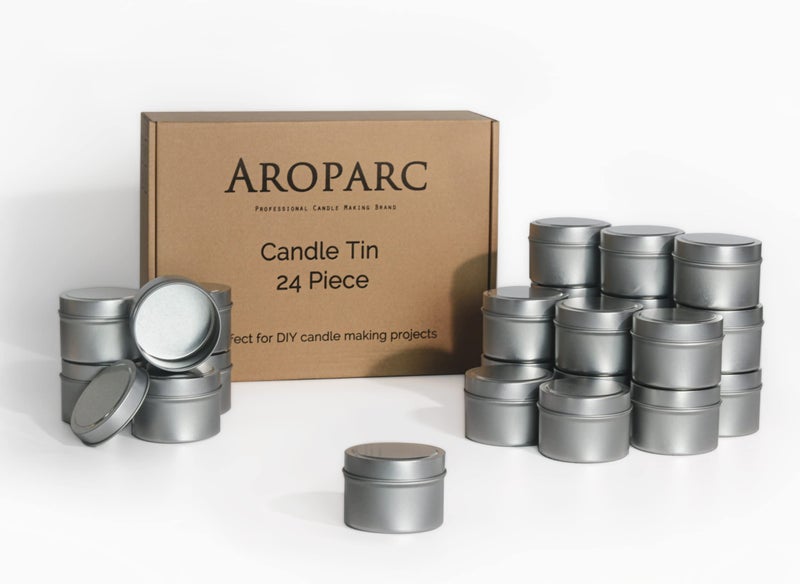 Aroparc Silver Candle Tins 4oz with Lids, 24 Piece Candle Containers, Bulk Candle Jars for Candle Making - Silver - Image 1